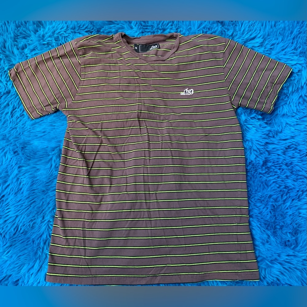 …Lost T-shirt Brown w/green stripes Mens Medium